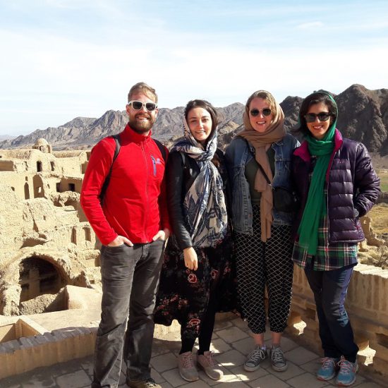 tourists in 1000-year-old Kharanaq Village, around Yazd, Iran