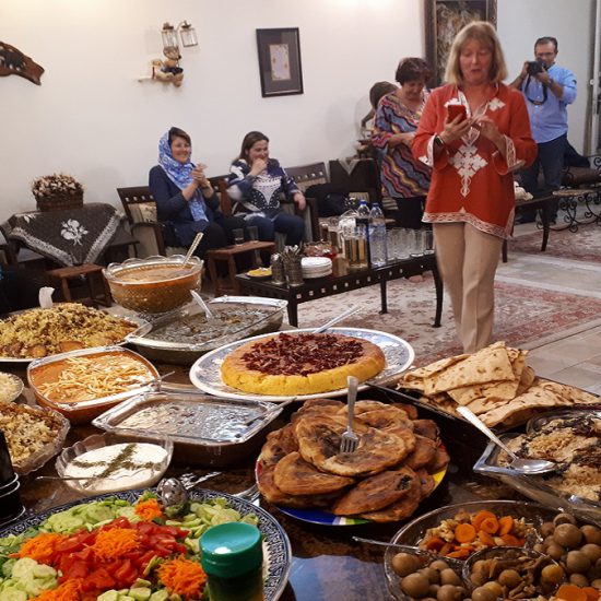 persian food designed on a table for tourists to eat as a dinner