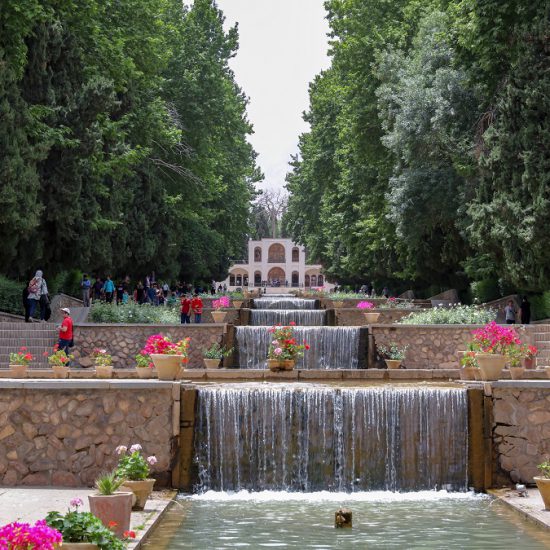 a view of Shazdeh Garden. UNESCO- heritage, showing its symmetric design, Mahan, Kerman, Iran
