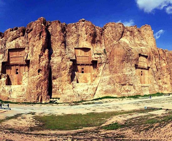 Naqsh-e Rostam,the ancient necropolis (elaborate cemetery) cut into the high cliff, Iran