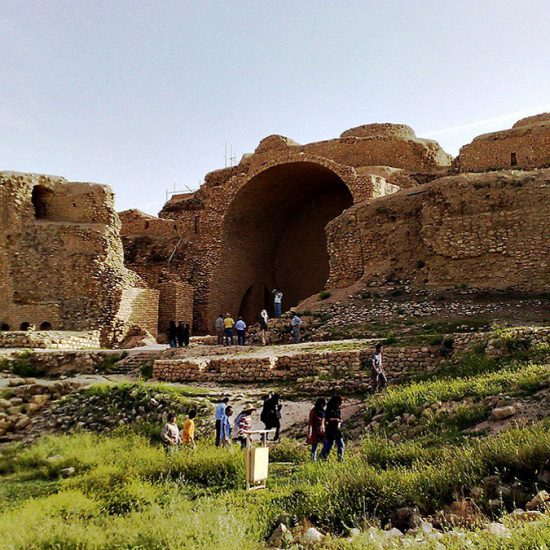 tourist in Palace of Ardashir, UNESCO heritage,Sassanid Heritage, Iran
