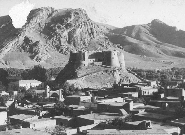 History, old photo of falakOlAflak Fortress, Lorestan attraction, Khorramabad, Iran