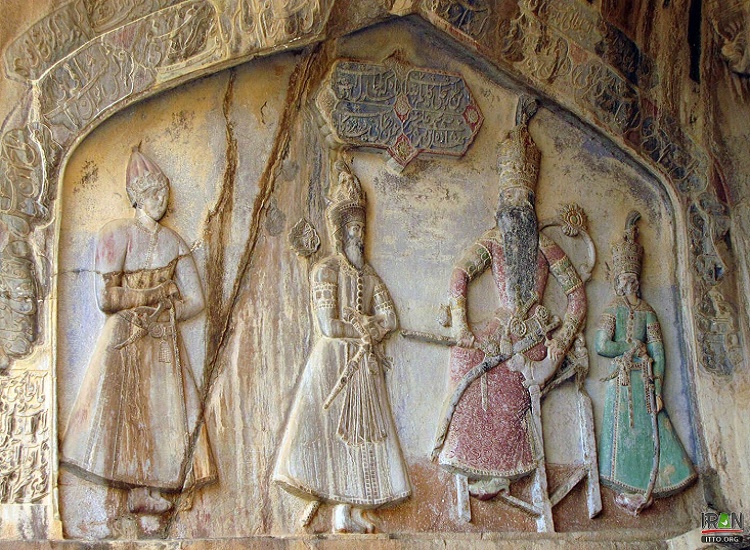 Relief of Mohammad Ali Mirza, Qajar relief, Taq e Bostan, Kermanshah, Iran