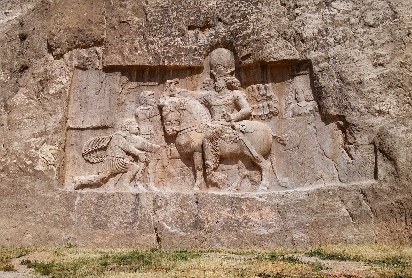 A rock face relief of Shapur I over the Roman Emperor Valerian - Tang-e Chogan (Kazerun, Fars, Iran)