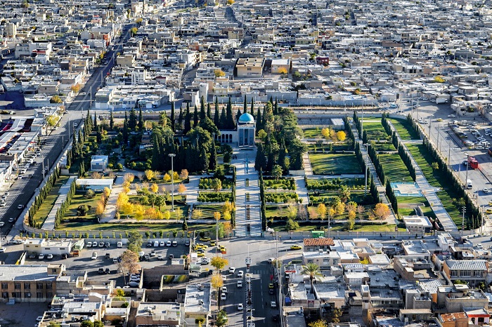 The top view of tomb of Saadi, Shiraz, Iran