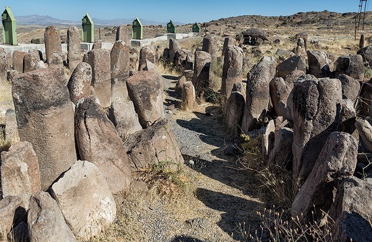Amir ghaderi standing stones in the site - Shahar Yeri Temple (Shahr-e Yeri) - Meshgin Shahr, Ardabil, Iran