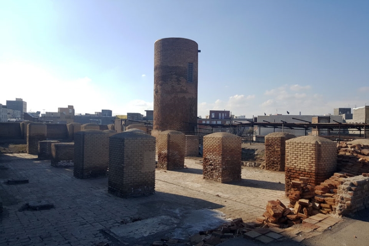 view of minaret and the foundations of shabestan - Friday Mosque of Ardabil (Jame'e Ardabil Mosque), Iran