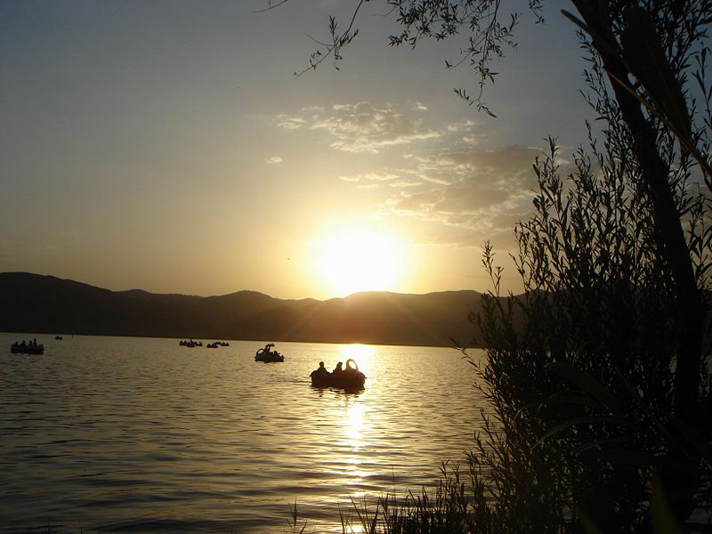 sunset view of zarivar Lake 