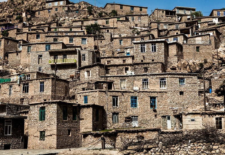 staired plan, stone houses, palangan village, kurdistan, iran