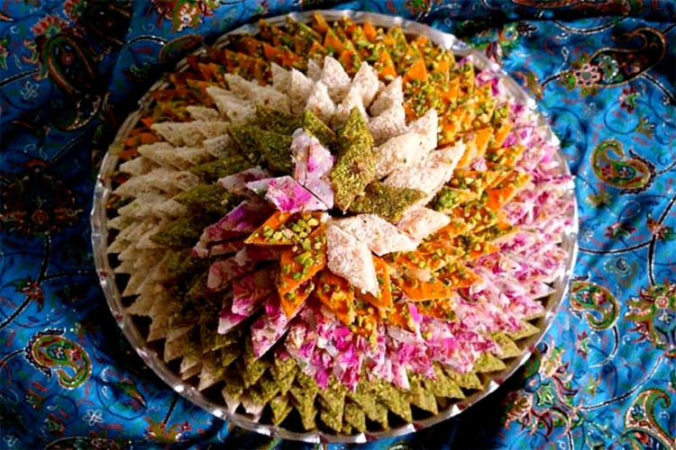 Iranian Souvenirs - a colorful sweets named Loz with traditional design