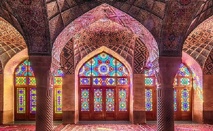 the colorful dance of colors in the photogenic Nasir-ol-molk Mosque, the Pink Mosque, Shiraz attractions - Iran
