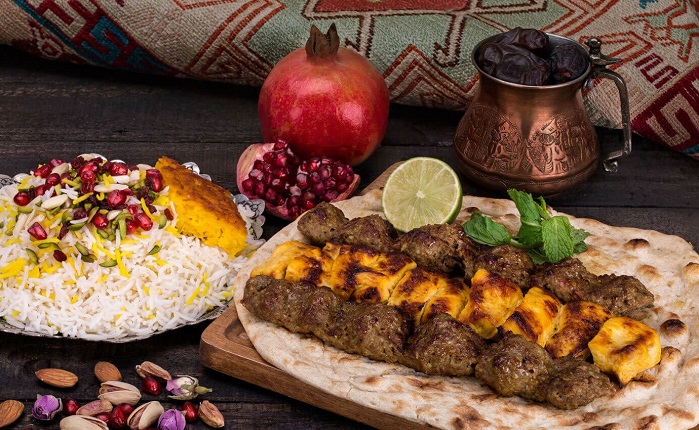 Iranian Kababs designed in traditional form,Persian food