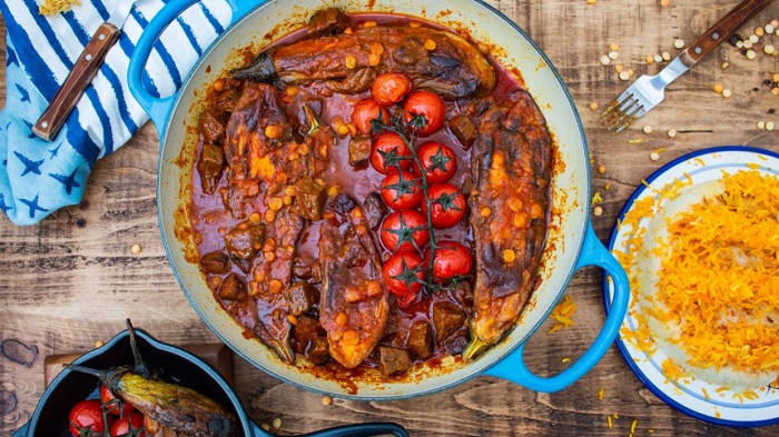 Khoresht-e Bademjan, a popular Persian stew.