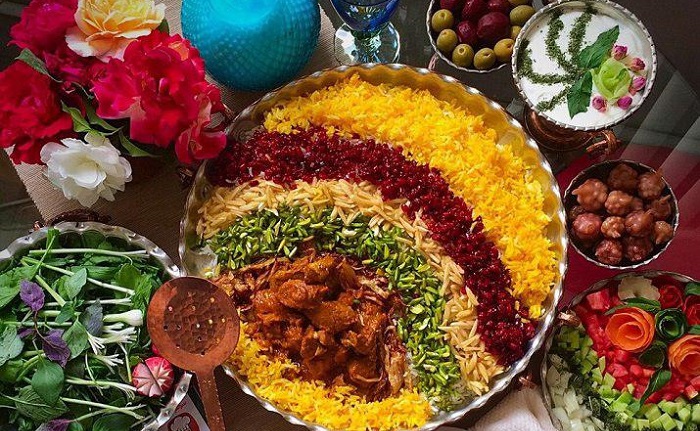 Morasa polo, a colorful Persian dish have sweet, sour and nutty tastes.