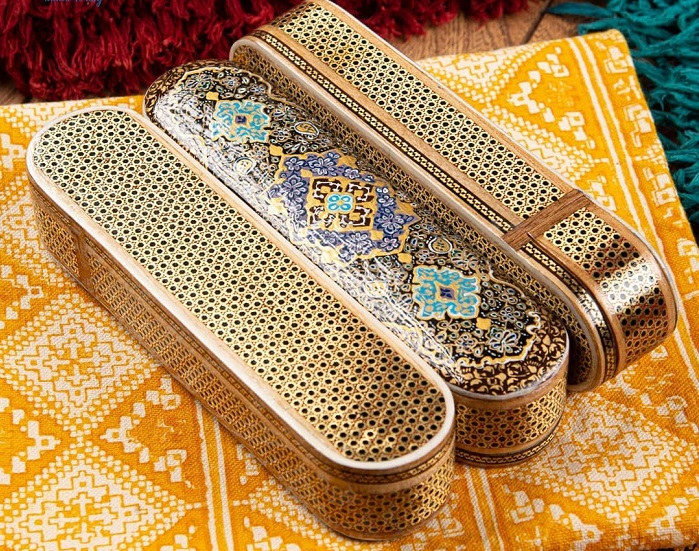 A pencil case with designed by Khatamkari
